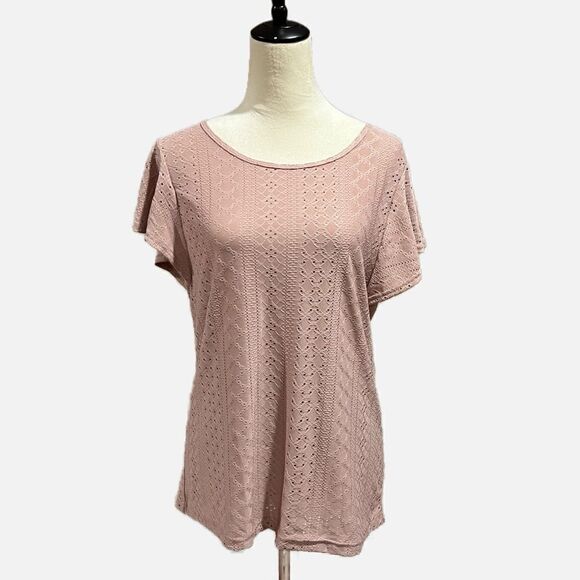 NWT eyelet top with ruffle sleeves, light pink - Picture 1 of 6